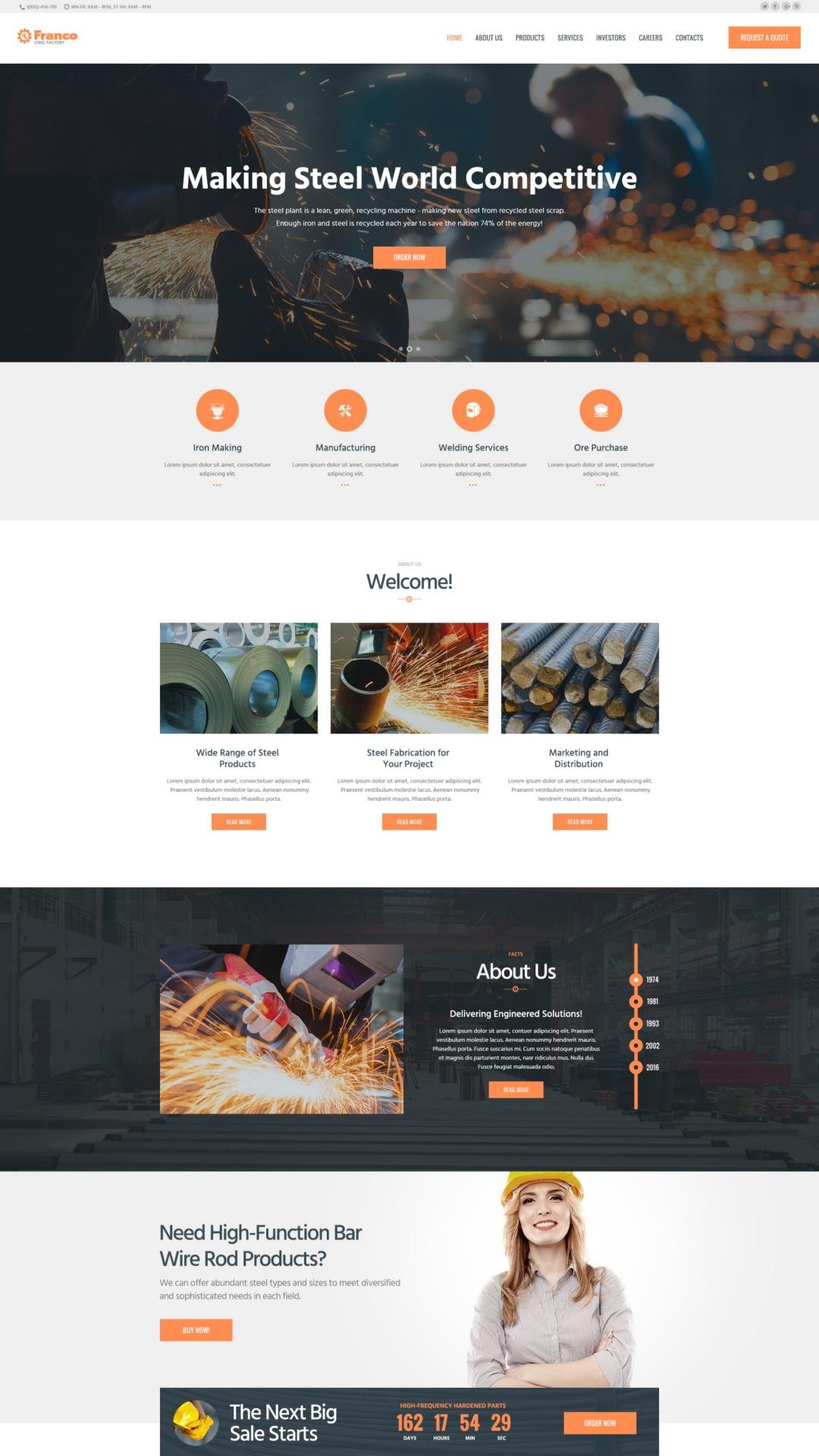 Steel factory export website showcase